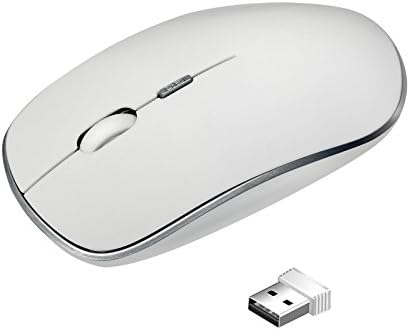 Wireless Mouse, YiCutte E10 2.4 GHz Wireless Quiet Click Mouse, 4 Adjustable DPI Optical Mice for PC, Mac and Laptop. (White)