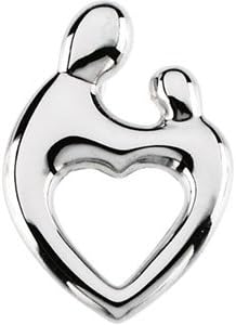 CleverEve Designer Series 14K White Gold Mother & Child Heart Pendant 19.25 x 13.50mm