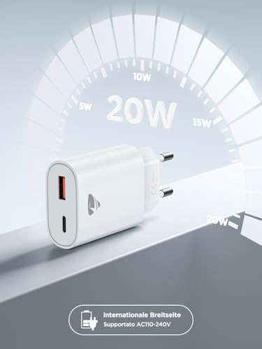 2 Pack USB C Charger, 20 W Quick Charge Socket Plug USB C Power Supply Multiple Charger Batteries Charger for iPhone 16 15 14 13 12 11 Pro Max Samsung S24 S23 iPad Mobile Phone