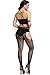 E-Laurels Womens High Waist Fishnet Tights Suspenders Pantyhose Thigh High Stockings Black