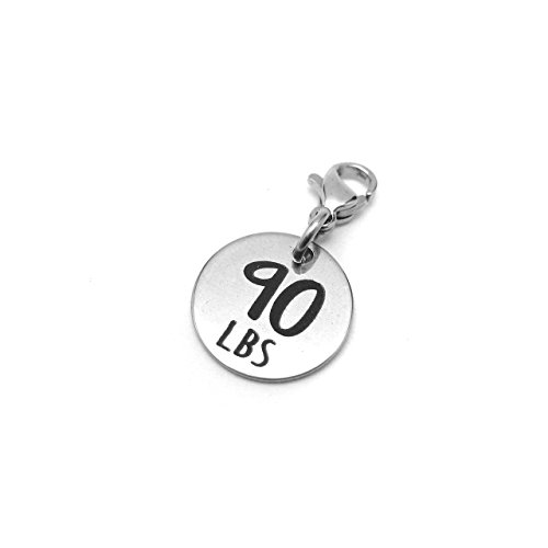 90 lbs Weight Loss Jewelry Charm - Motivational and Inspirational Jewelry for Fitness and Workout Motivation - Stainless Steel Engraved Charm and Clasp - Tarnish Free Charms