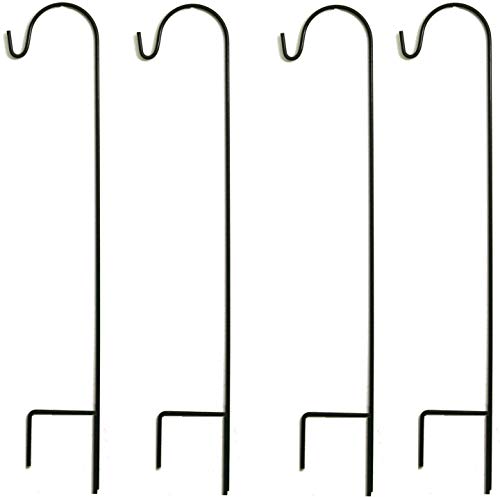 Ashman Black Shepherd Hook 48 Inch (4 Pack), 10MM Thick, Super Strong, Rust Resistant Steel Hook Ideal for Use at Weddings, Hanging Plant Baskets, Solar Lights, Lanterns, Bird Feeders and More