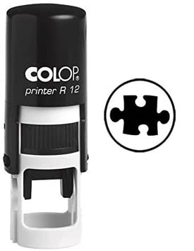Puzzle Self Inking Mini Rubber Stamp Colop Round Decorative Teachers Stamps 12mm