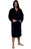Del Rossa Men's Classic Fleece Hooded Bathrobe Robe
