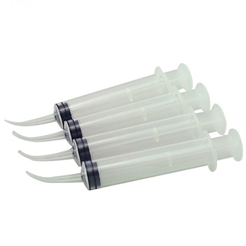 Denshine 4pcs Disposable Dental Irrigation Syringe With Curved Tip 12CC
