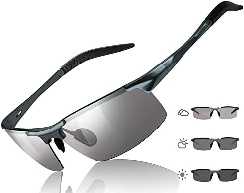 TJUTR Mens Polarized Photochromic Sunglasses Day Night Driving