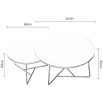 Coffee-Table-Set-of-2Nesting-Round-Tea-Tables-White-Marble-Topwith-Golden-Rim-Decoration-Unique-Frame-Design-Base-for-Living-Room-and-HomeColorBlack