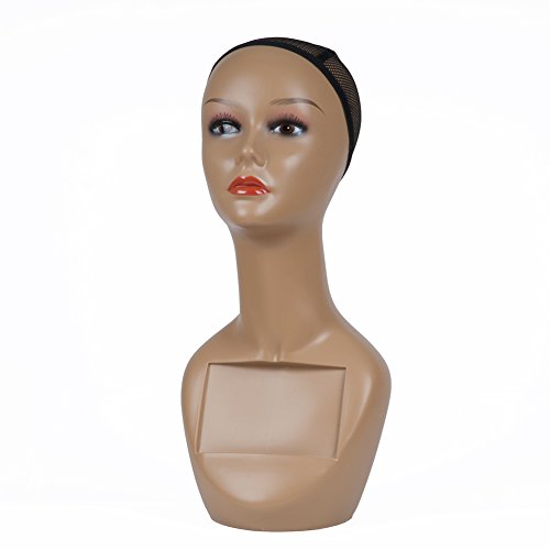 L7 MANNEQUIN 18" Free Standing Tabletop Head Wig Display Female Mannequin Head Hat, Scarf Display A3