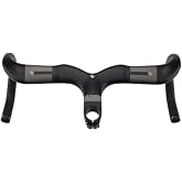 Yccyctrek 380mm Handlebar Short Reach Aero Handlebars For Road Bike | Grey 3K Matte Carbon Fiber Integrated Aero Drop Handlebar 38cm, Internal Cable Routing Road Bike Handlebars