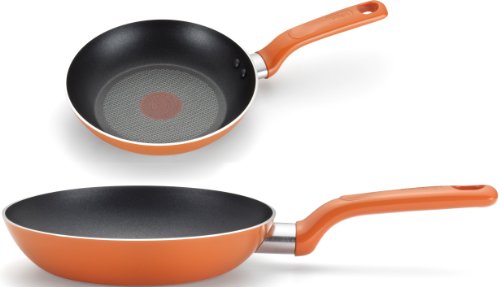 T-fal C971S2 Excite Nonstick Thermo-Spot Dishwasher Safe Oven Safe PFOA Free 8-Inch and 10.25-Inch Fry Pan Cookware Set, 2-Piece, Orange