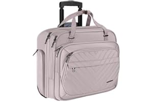 VANKEAN Rolling Laptop Bag Women with Wheels, 15.6 Inch Rolling Briefcase for Women, Water Repellent Overnight Computer Bag with RFID Pockets for Travel Business Work, Light Dusty Pink