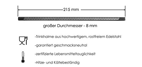 DREABA Premium Edelstahl Design Trinkhalme graviert - wiederverwendbare Metall-Strohhalme 8 mm mit Muster-Gravur 6er-Set… – Bild 5