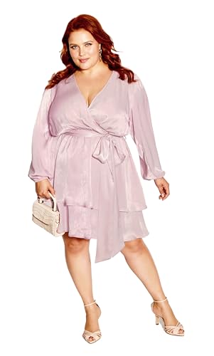 City Chic Women's Plus Size Dress - Twisted Ruffle, 22 Dusty Lilac
