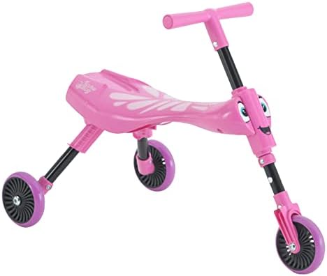 Scuttlebug Butterfly 3-Wheel Foldable Ride-On Tricycle for 1+ Year Old Boys and Girls, Fun Indoor and Outdoor Trike, No Surface Scratches, Ride on Toddler Bike for Toddler’s Balance and Motor Skills