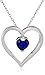 Morgan & Paige Sterling Silver Genuine Brazilian Gemstone Blue Sapphire September Birthstone Open Heart Pendant Necklace, 18