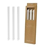 Eco-Friendly Boba/Milk/Bubble/Pearl Tea (3) Reusable Wide-Angle Straws (White Frosted)