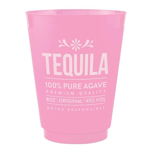 Slant Party Supplies Plastic Cups - 8-Count Reusable Frosted Drink Glasses, 16-…