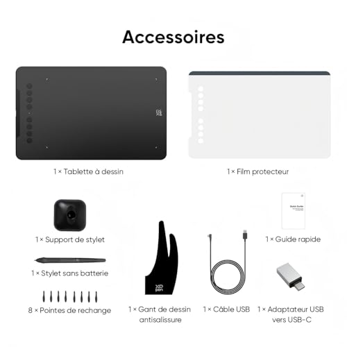 XPPen Graphic Tablet, Deco 01v3 Graphic Tablet Drawing without Screen Beginner with Stylus at 16K (16384) Pressure Levels, 8 Customizable Shortcuts, 10 Inches