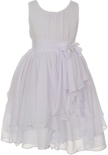 Little Girls Sleeveless Yoryu Chiffon Rhinestone Party Easter Flower Girl Dress