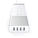 Satechi Aluminum 4-Outlet Home/Office Power Strip with 4.5 ft. Cord and 4 USB Charging Ports for iPhone 6 Plus/6/5S/5C/5/4S, iPad Air/Mini Retina/3/2/1 (Silver)