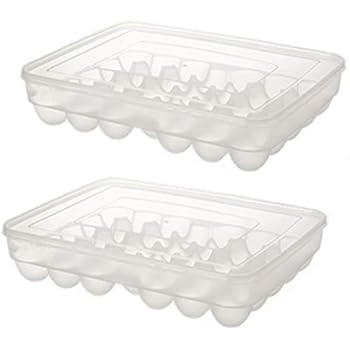2 Pack Eggs Dispenser Covered Egg Holder,34 Eggs, Clear by Rekukos