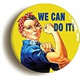 We Can Do It World War Two Button Pin (Size 1inch Diameter) WW2 Feminist