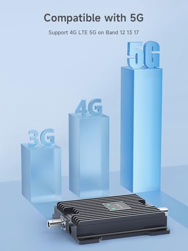 Cell Phone Signal Booster for Car, SUV and Truck | Boosts 5G 4G LTE Data & Volte for Verizon AT&T on Band 12/13/17 | Omni-Directional Roof Antenna Easy Installation | FCC Approved