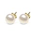 10k Solid Gold 10mm White Freshwater Pearl Stud Earrings