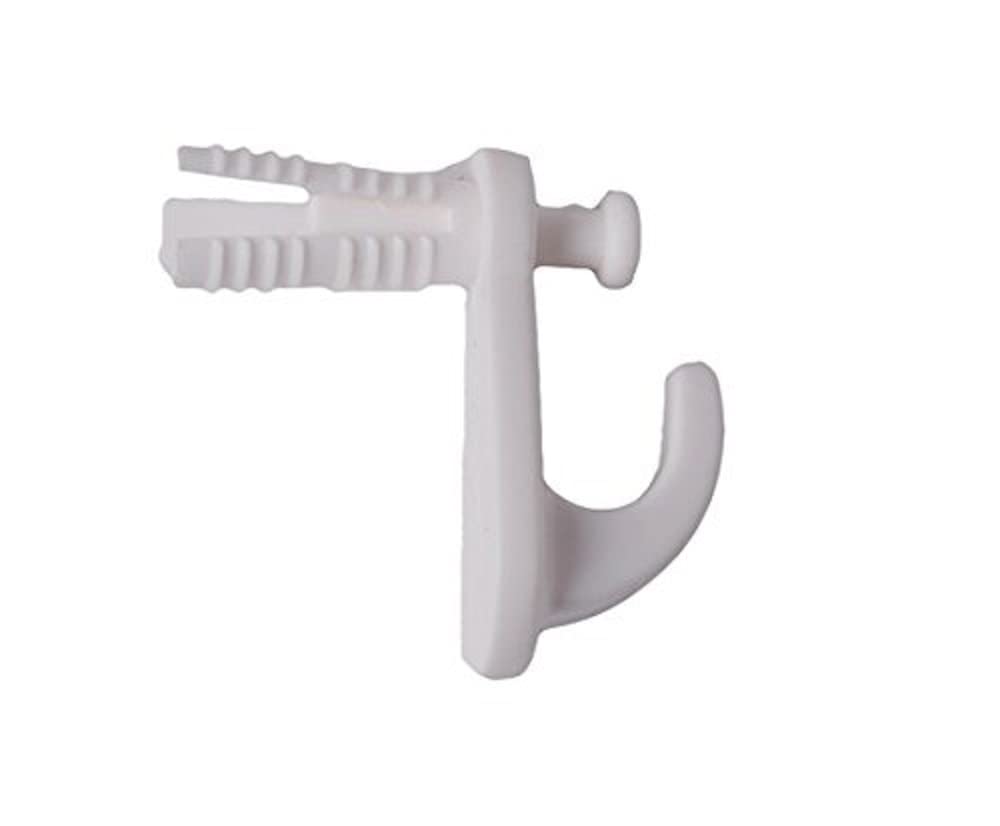 Merriway® BH01843 (2 Pcs) Tap-In Plasterboard Cavity Hollow Wall Door Plastic Hook - White
