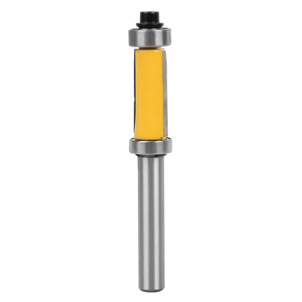 Bestgle 8mm Shank Pattern Flush Trim Router Bit withTop and Bottom Bearing Woodworking Milling Cutter Tool (25mm Cutting Length)