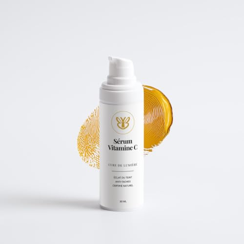 Vitamin C Serum – gegen braune Flecken – gleicht und hellt den Teint auf – strahlende und strahlende Haut – Der Effekt der Lampe Flash – 30 ml Belle après 40 ans