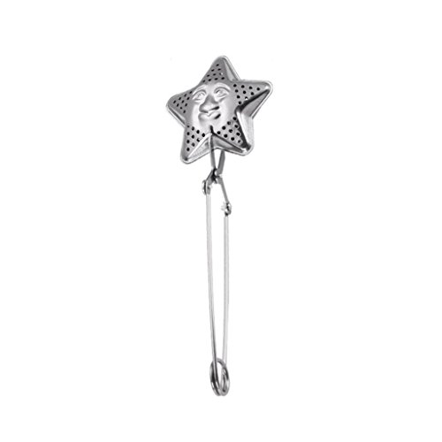 Ecosin Ecosin Star Shell Shape Resistant Teabag Quality Food Set Clip Practical Snap Stainless Steel Mesh Tea Ball Infuser Tea Strainer (Star Silver)