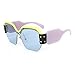 MEETSUN Semi Rimless Sunglasses For Women Trendy Candy Color Fashion Designer Vintage Inspired Glasses (Purple-Blue, 57)