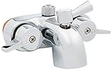 My PlumbingStuff B3100 3 ⅜-Inch Centers Clawfoot Tub Faucet with Ceramic Cartridges & &frac14;-Turn Ball-Valve Diverter - Diverter Bathcock - Faucet Replacement - Solid-Brass Chrome-Plated - &frac34; Male IPS Inlet