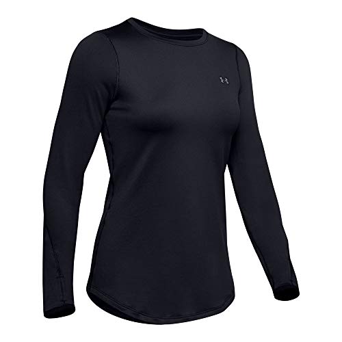 Under Armour Women's ColdGear Armour Fitted Long Sleeve Shirt,Black /Metallic Silver, Medium