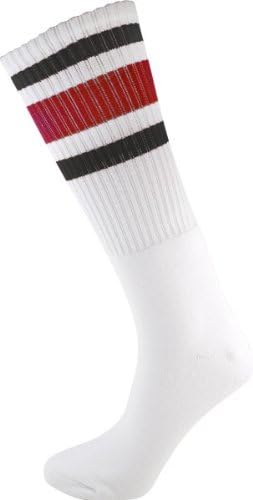 Socco Knee High White/Black/Red Socks (6-9) 1Pair