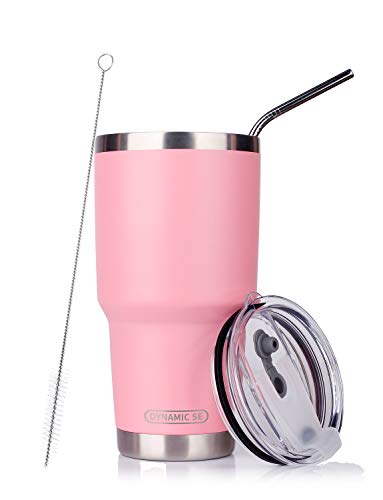 DYNAMIC SE 30oz Tumbler Double Wall Stainless Steel Vacuum Insulated Travel Mug with Splash-Proof Lid Metal Straw and Brush - Thumbnail 7