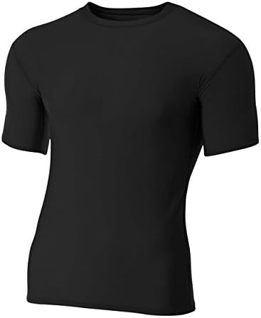 A4 Men's Compression Crew Short Sleeve, Black, Small