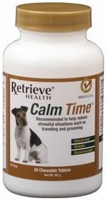 RETRIEVE HEALTH CALM TIME TABS - Dog Anxiety Solution that Naturally Relaxes your Dog &amp; Promotes safe behavior. Anxiety Solution to calm their demeanor; Natural Remedy for stress without medications
