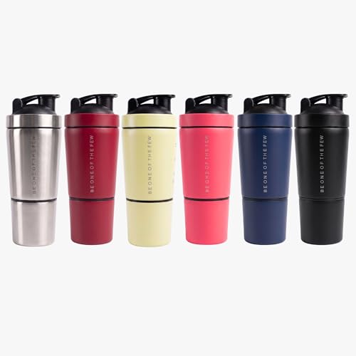 Coqueteleira Aço Inox 600ml com Compartimento Inferior ELLYM NUTRITION Misturador Ideal Shakes (Azul)