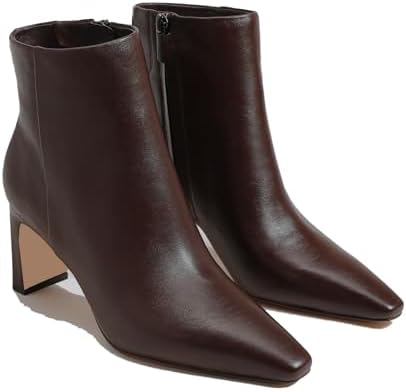 brown dress booties Miluxas Women's Ankle Boots Short Chelsea Booties for Women Low Heel with Zip Brown 8.5(41)