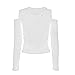Hengzhi Women's Off Shoulder Shirt Bottoming Long Sleeve Crop Tops Pure Color