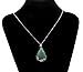 KISSPAT Natural Green Aventurine Teardrop Pendant Necklace on 20 inches Stainless Steel Chain