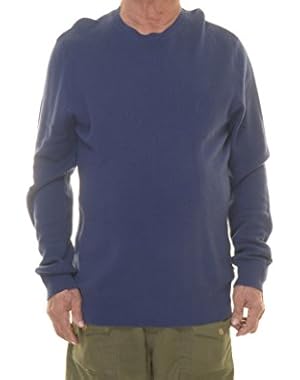 Mens Textured Crew Neck Sweater Navy L