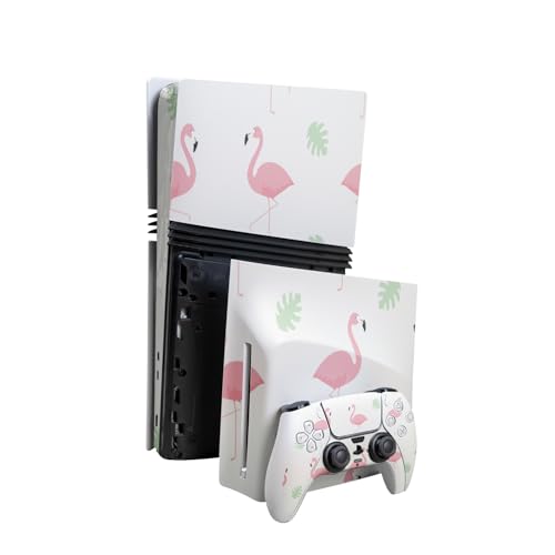Skin Compatible with PlayStation 5 Pro Bundle + Disc Drive for PS5 - Flamingo F…