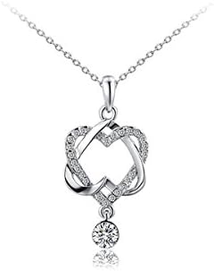 AROUND 101 Swarovski Elements Austrian Crystal Zircon Double Wound Heart Pendant Necklace