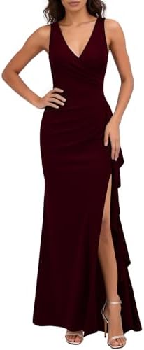 jordan ruched side slit gown dress the population Dress the Population Jordan Ruched Side Slit Gown, Black, XXL