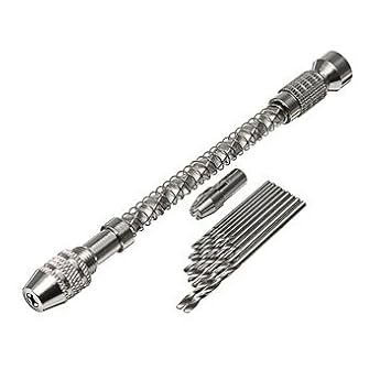Generic Semi-Automatic Mini Hand Drill With 10 Pcs 0.8-1.8 Mm Twist Drill Bits Set