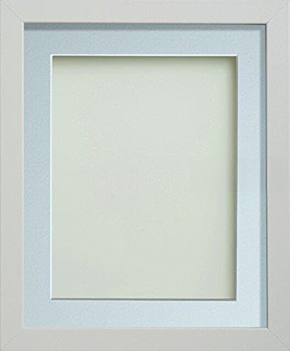 Frame Company Allington White Photo Frame with Light Blue Mount, 16x12 for 14x10 inch, fitted with perspex