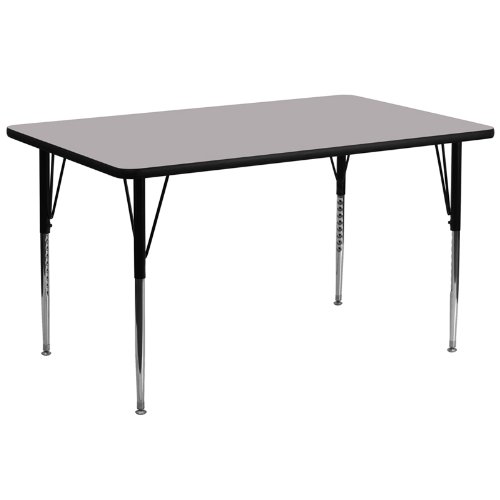 30''W x 72''L Rectangular Activity Table with Grey Thermal Fused Laminate Top and Standard Height Adjustable Legs [XU-A3072-REC-GY-T-A-GG]